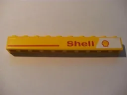 Brick 1 x 10 with Red Line and 'Shell' Text and Logo Right Pattern (Sticker) - Set 1252