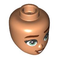 Lego Minidoll Head with Reddish Brown Eyebrows, Olive Green Eyes print / Nougat
