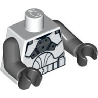 Lego Torso Armor Clone Trooper Clone Gunner Print, Dark Bluish Gray Arms, Black Hands / White