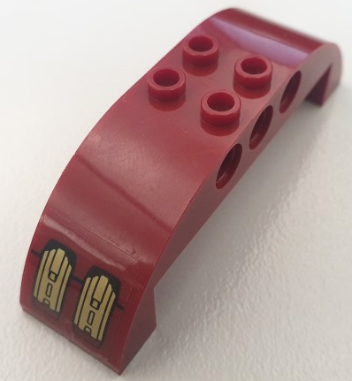Lego Slope, Curved 8 x 2 x 2 Double with Gold and Dark Red Iron Man Hulkbuster Armor Pattern (Sticker) - Set 76105