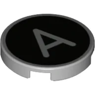 Tile Round 2 x 2 with 'A' on Black Background Print / Light Bluish Gray