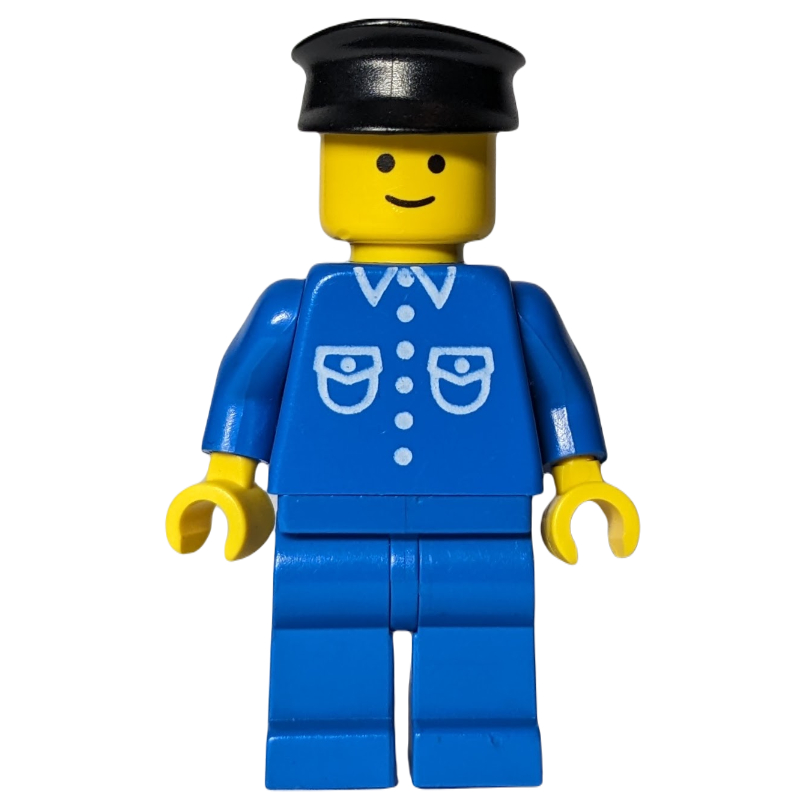 Lego Blue Torso Shirt, Blue Legs, Black Hat