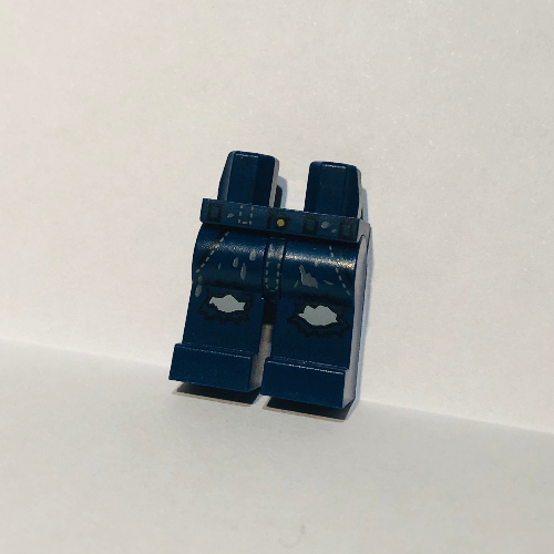 Lego Hips and Dark Blue Legs with Tattered Knees and Light Bluish Gray Stitching Jeans Print / Dark Blue