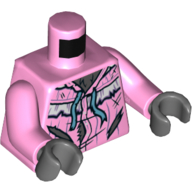Lego Torso Nightgown, Torn, Blue Ribbon Print (Grandma Wolf), Bright Pink Arms, Dark Bluish Gray Hands / Bright Pink