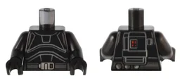 Torso SW Armor with Light Bluish Gray Outlines, Dark Bluish Gray Belt, Silver Buckle, and Backpack with Red Lights Pattern / Black Arms / Black Hands