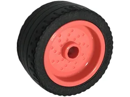 Wheel 18mm D. x 12mm with Pin Hole and Stud, Dotted Brake Rotor Lines with Black Tire 24 x 12 Low (66727 / 18977) / Coral