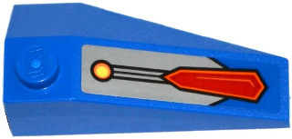 Lego Wedge 4 x 2 Triple Left with Yellow Light and Red Hexagon on Silver and Blue Background Pattern (Sticker) - Set 70319