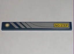 Tile 1 x 8 with 'NO STEP' on Yellow Rectangle, Silver Diagonal Stripes and Background Pattern Model Right Side (Sticker) - Set 8971