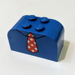 Brick Curved 2 x 4 x 2 Double with Necktie Red Print / Blue
