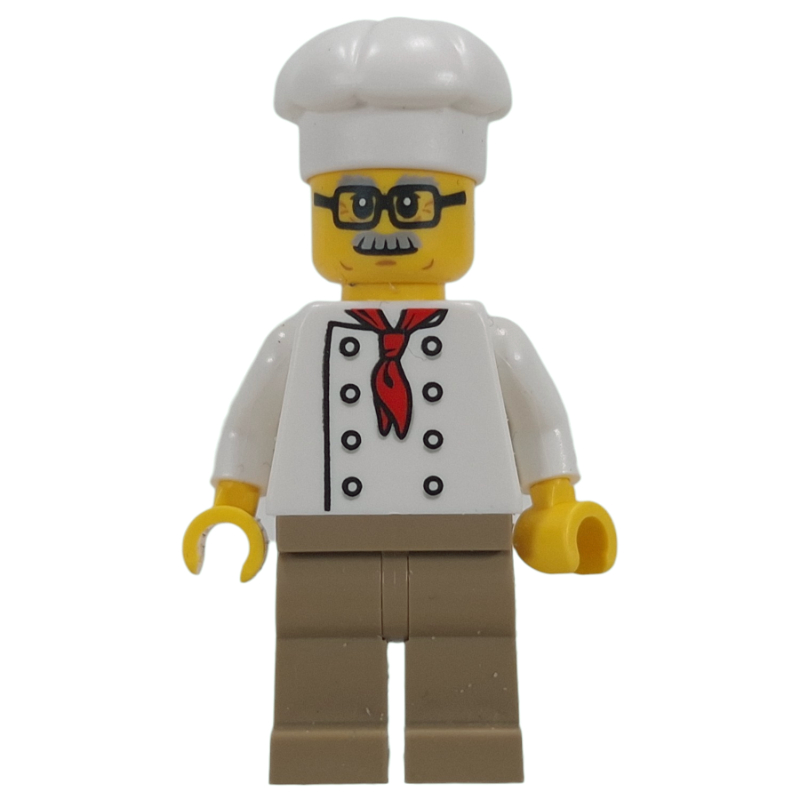 Lego Chef, Red Neckerchief, Dark Tan Legs, Glasses