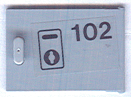 Lego Container, Cupboard 2 x 3 x 2 Door with '102' and Keyhole Pattern (Sticker) - Set 6597 / Light Bluish Gray