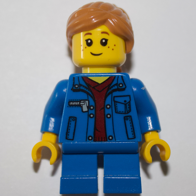 Lego Kid - Blue Torso, Blue Legs, Medium Nougat Hair