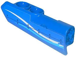 Technic, Panel Fairing #22 Very Small Smooth, Side A with White and Blue Curved Stripes and Rivets Pattern (Sticker) - Set 42025