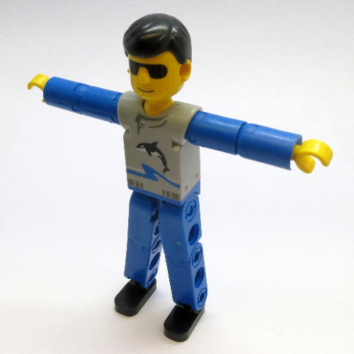 Lego Technic Figure Blue Legs, Light Gray Top with Wave and Orca Print, Blue Arms / [No Color/Any Color]