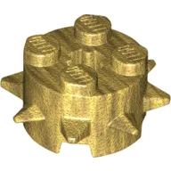 Brick Round 2 x 2 Special with Spikes / Pearl Gold