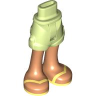 Lego Minidoll Hips and Shorts with Nougat Legs, Bright Light Yellow Sandals print / Yellowish Green