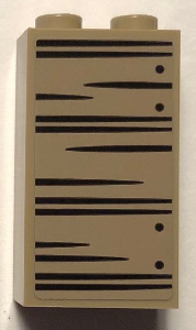 Lego Brick 1 x 2 x 3 with Black Horizontal Wood Lines and Nails on Right Side Pattern (Sticker) - Set 75952