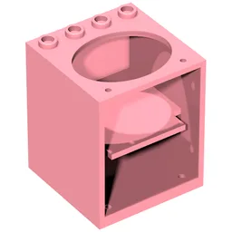 Belville, Cupboard 4 x 4 x 4 with Elliptical Hole for Sink / Pink