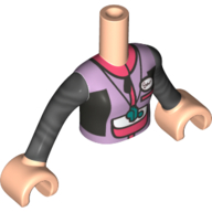 Lego Minidoll Torso Girl, Pearl Dark grey Arms, Lavender Wet-suit, Dark Turquoise Whistle print, Light Nougat Hands / Light Nougat