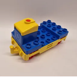 Duplo Train Locomotive Base with Battery Compartment, Yellow Base and Red Wheels / Blue