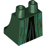 Lego Hips and Legs Under Dress/Robe with Black Underdress, Green and Azure Decorations Print / Dark Green