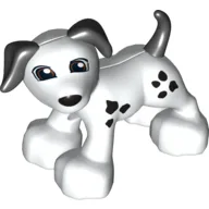 Duplo Animal Dog Large Paws with Black Ears and Tail and Spots, Eyes Looking Left Print / White