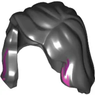Hair Mid-Length with Part over Front of Right Shoulder and Magenta Highlights Print / Black