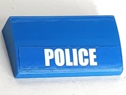 Slope, Curved 2 x 4 x 2/3 with Bottom Tubes with White 'POLICE' Pattern (Sticker) - Set 4436