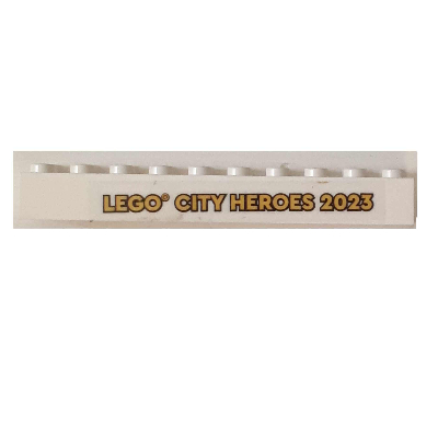 Lego Brick 2 x 10 with 'LEGO CITY HEROES 2023' Print (Sticker) / White