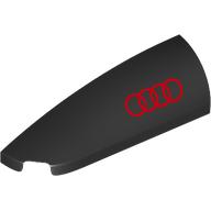 Lego Brick Round, Curved Double 1 x 4 with Stud Notch Left with Red Audi Logo print