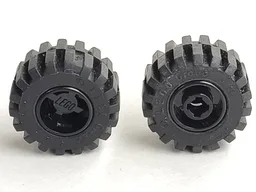 Wheel 11mm D. x 12mm, Hole Notched for Wheels Holder Pin with Black Tire Offset Tread Small Wide, Raised Groove (6014b / 60700) / Black