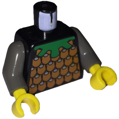 Lego Torso Armor, Scale Mail Brown Print, Dark Gray Arms, Yellow Hands / Black