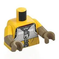 Torso, Dual Molded Arms, White Chest Plate, Silver Straps/Buckles Print, Yellow Sleeves Pattern, Dark Tan Arms and Hands / Yellow