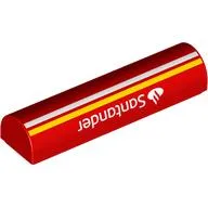 Brick Curved 1 x 4 x 2/3 Double, No Studs with White 'Santander', White and Yellow Stripes Print