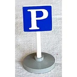 Road Sign Old Square with Parking 'P' Print & Type 2 Base / White