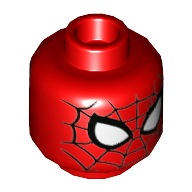 Lego Minifig Head Spider-Man, Large White Eyes, Black Web Print / Red