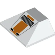 Brick Sloped 45° 3 x 4 Double / 33° with Orange/Light Bluish Grey/Black Print / White