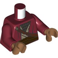 Lego Torso, Robe, Tan Tunic, Silver Armor, Dark Brown Belt, Tan Rope print, Dark Red Arms, Medium Nougat Hands / Dark Red