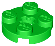 Lego Plate, Round 2 x 2 with Axle Hole / Bright Green