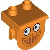 Duplo Plate 1 x 2 with Overhang with Eyes and Smile Print (Dizzy) / Orange