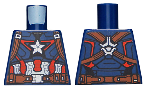 Lego Torso Armor Outline with White Star on Chest, Red and White Stripes Pattern