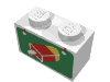Lego Brick 1 x 2 with Ice Cream Print / White