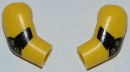 Arm, (Matching Left and Right) Pair with Black Elbow Pads Pattern / Yellow