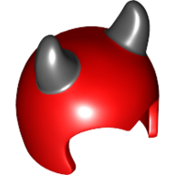 Lego Costume / Mask, Imp with Black Devil Horns Print / Red