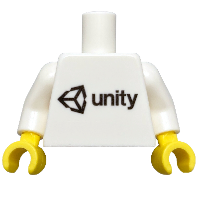 Lego Torso, Unity Logo Print, White Arms, Yellow Hands / White