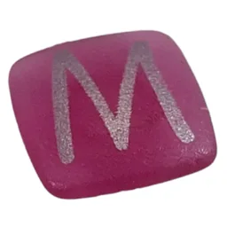 Clikits Icon, Square 2 x 2 Small with Pin and Silver 'M' Print / Trans-Dark Pink