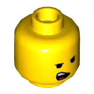 Minifig Head Emmet, Open Smile with Tongue / Open Mouth on One Side Print / Yellow