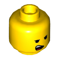 Lego Minifig Head Emmet, Open Smile with Tongue / Open Mouth on One Side Print / Yellow