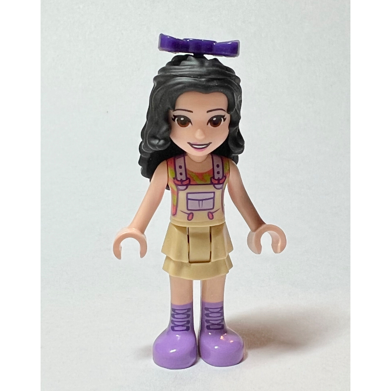 Lego Emma - Tan Overall, Black Hair, Bow