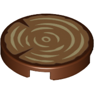 Lego Tile Round 2 x 2 with Bottom Stud Holder with Tree Trunk / Wood Log Print